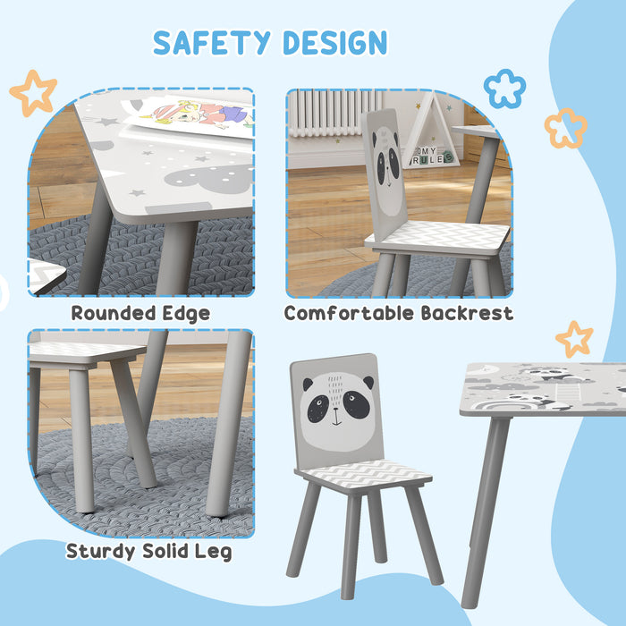 Grey Kids Table and Chair Set with 2 Chairs for Ages 3-8 Years by ZONEKIZ