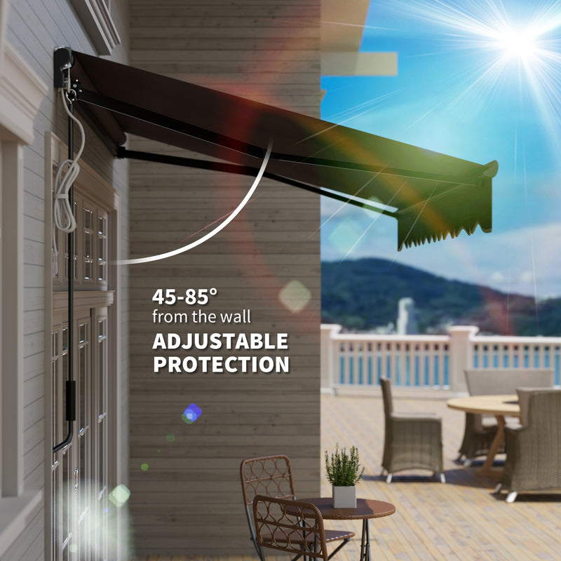 3 x 2.5m Electric Awning with LED Light Remote Control and UV50+ Canopy Dark Grey by Outsunny