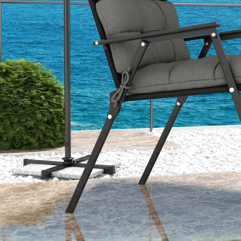 2 Piece Garden Chair Cushion Set with Backrest and Ties Ideal for Patio Seating, Charcoal Grey
