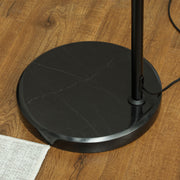 Black Floor Lamp with Adjustable Height and Dual Layer Shade for Living Room