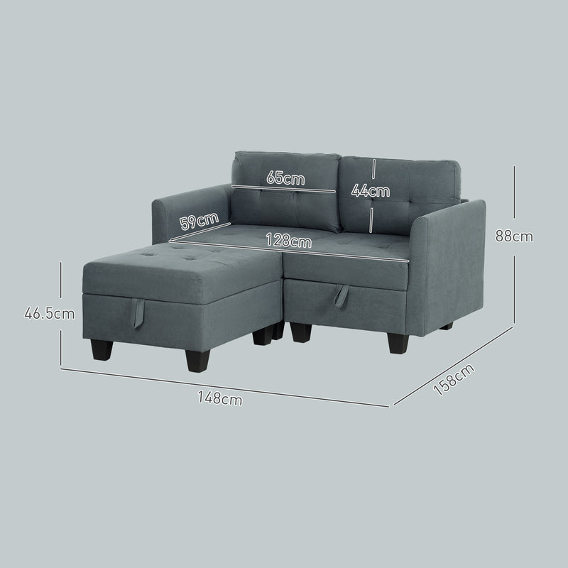 Dark Grey L Shaped Modular Storage Sofa Space Saving Design by HOMCOM