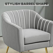 Grey Velvet Shell Back Accent Chair with Gold Legs and Padded Seat by HOMCOM