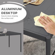 6 Seater Rectangular Outdoor Dining Table With Slatted Aluminium Top For Garden Or Patio Use