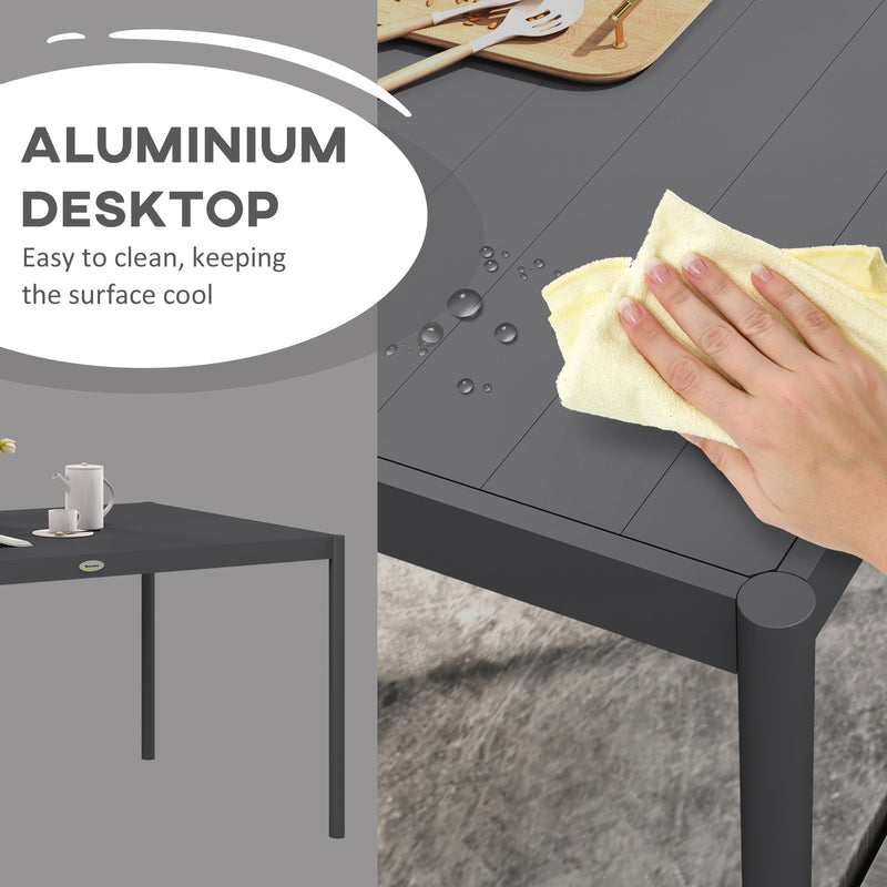 6 Seater Rectangular Outdoor Dining Table With Slatted Aluminium Top For Garden Or Patio Use