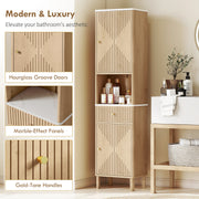 Slimline Bathroom Storage Cabinet With Shelves And Drawer For Small Spaces Wood Effect AOSOM