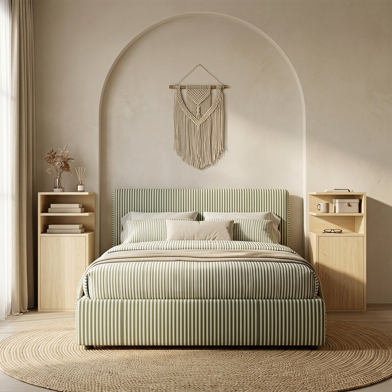Slim Bedside Tables Set of 2 with Storage for Small Bedrooms