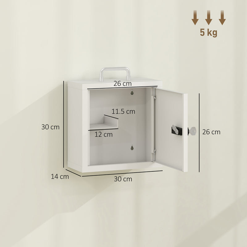 Medicine Cabinet with Lock for Secure Family Storage and Easy Wall Mounting White Grey