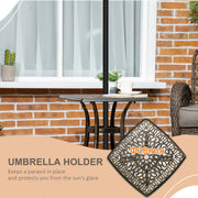 Bronze Cast Aluminium Square Garden Side Table With Umbrella Hole For Patio Or Balcony Use