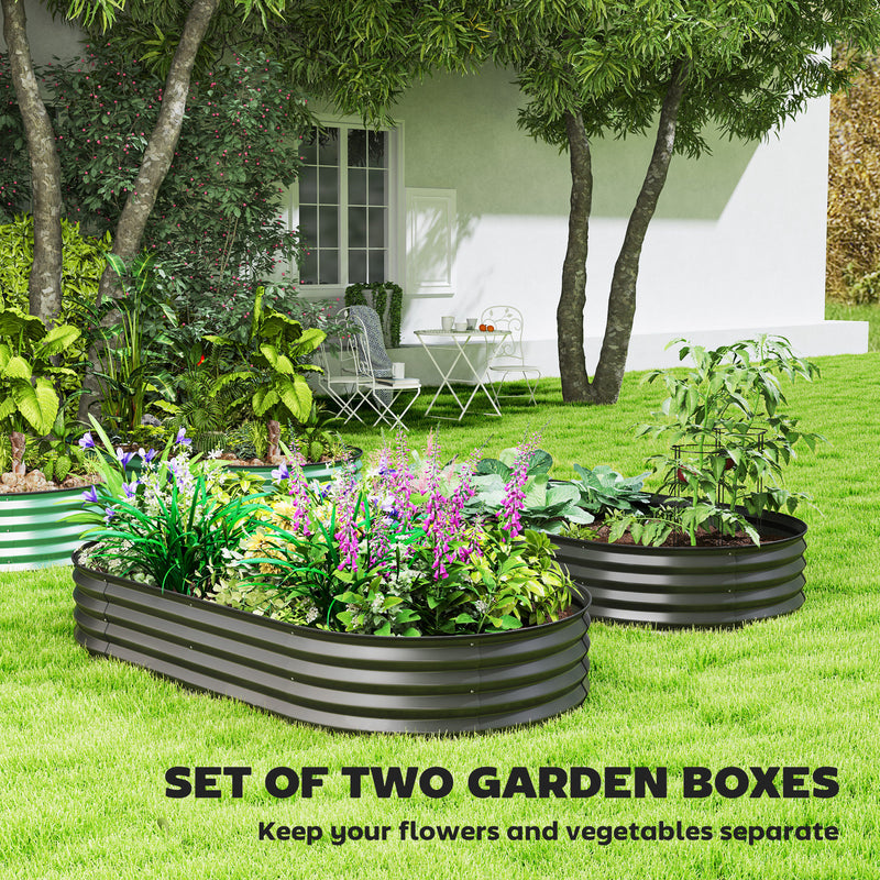 Set of Two Dark Grey Steel Garden Planters 181 x 93cm by Outsunny