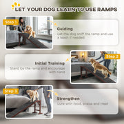 Non Slip Pet Ramp for Dogs and Cats With Carpeted Surface for Easy Climbing Brown and Grey AOSOM