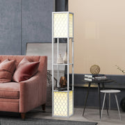 White Floor Lamp with Shelves Duo Light Design for Storage and Display by HOMCOM