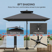 2.5m Cantilever Parasol with Solar LED Lights 360Â° Rotation and Tilt Dark Grey by Outsunny
