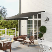 Black 3 x 2.5m Retractable Garden Awning Manual Canopy Sun Shade With Crank Handle by Outsunny