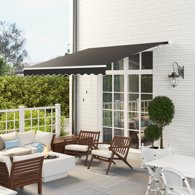 Black 3 x 2.5m Retractable Garden Awning Manual Canopy Sun Shade With Crank Handle by Outsunny