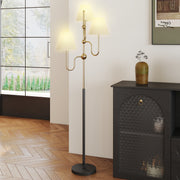 Tall 3 Light Floor Lamp With Foot Switch Ideal For Living Room Or Office Use, Grey