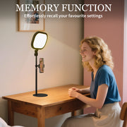 Black Dimmable Selfie Desk Lamp With Phone Holder For Video Calls And Home Office AOSOM