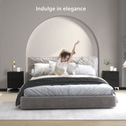 Set of Two Wooden Bedside Tables with Storage and Steel Frame for Bedroom, Black