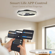 Smart Ceiling Fan with Adjustable Lighting and App Control for Year Round Comfort Black AOSOM