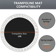 12ft Trampoline Replacement Mat with Spring Tool and 72 V Hooks for Outdoor Use Black AOSOM