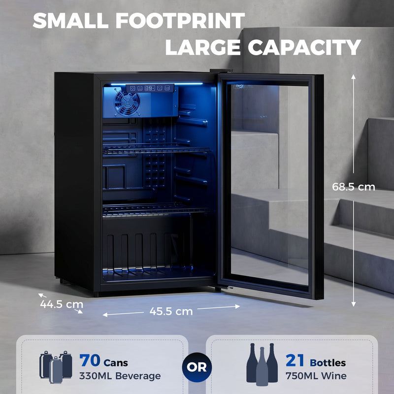 Drinks Fridge for Chilled Cans and Bottles with Adjustable Shelves 70 Litre Black