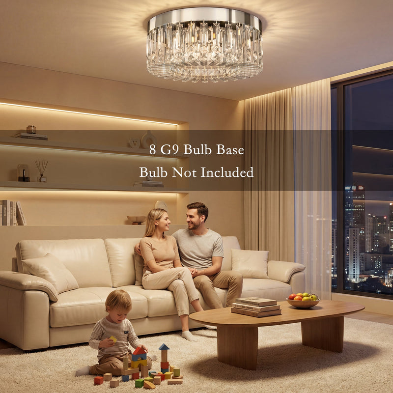 Crystal Ceiling Light for Bright Even Living Room Lighting Easy Clean