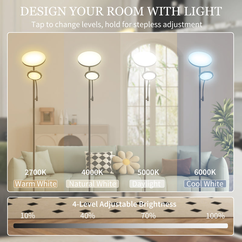 Black Mother and Child Floor Lamp With Remote Control And Adjustable Brightness Settings AOSOM