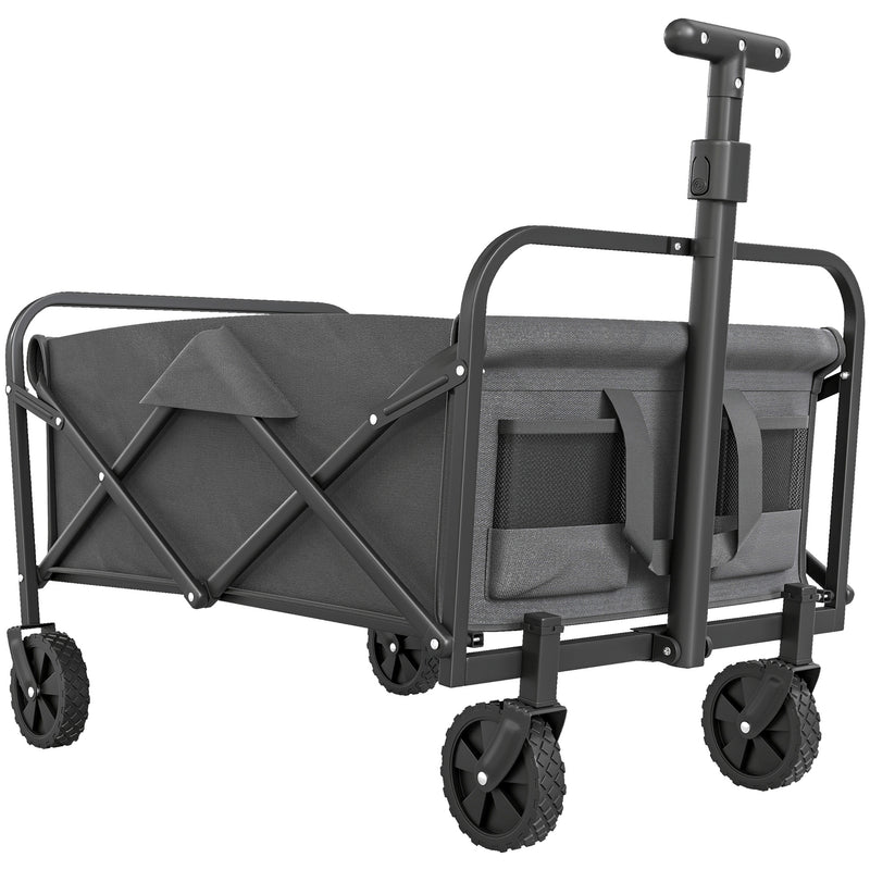 Heavy Duty Folding Festival Trolley With Adjustable Handle For Camping And Beach, Grey