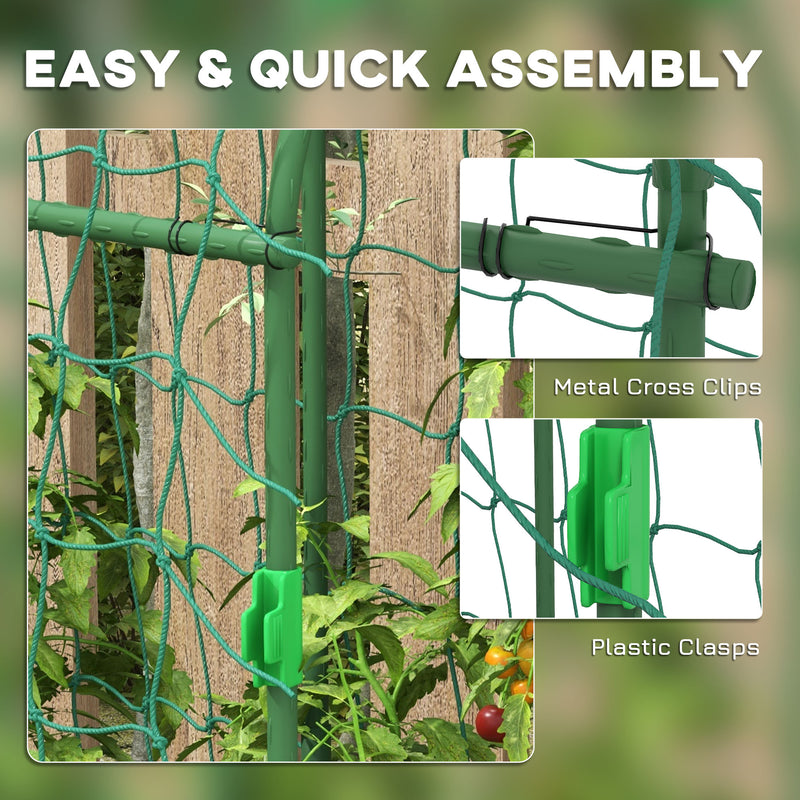 Tall Metal Garden Arch Trellis with Climbing Net Ideal for Outdoor Plants Support Black AOSOM