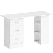 Computer Desk With Drawers and 3 Storage Shelves for Home Office Workstation, White