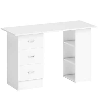 Computer Desk With Drawers and 3 Storage Shelves for Home Office Workstation, White