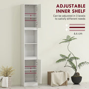 Slim Freestanding Bathroom Storage Cabinet With Adjustable Shelves For Small Spaces, White