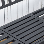 Outdoor Metal Bench with Pull-Out Centre Table for Garden or Patio Seating Black Outsunny