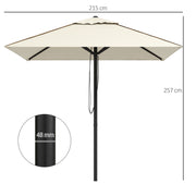 Beige Square Garden Parasol with Contrast Piping 215cm for Patio or Outdoor Shade