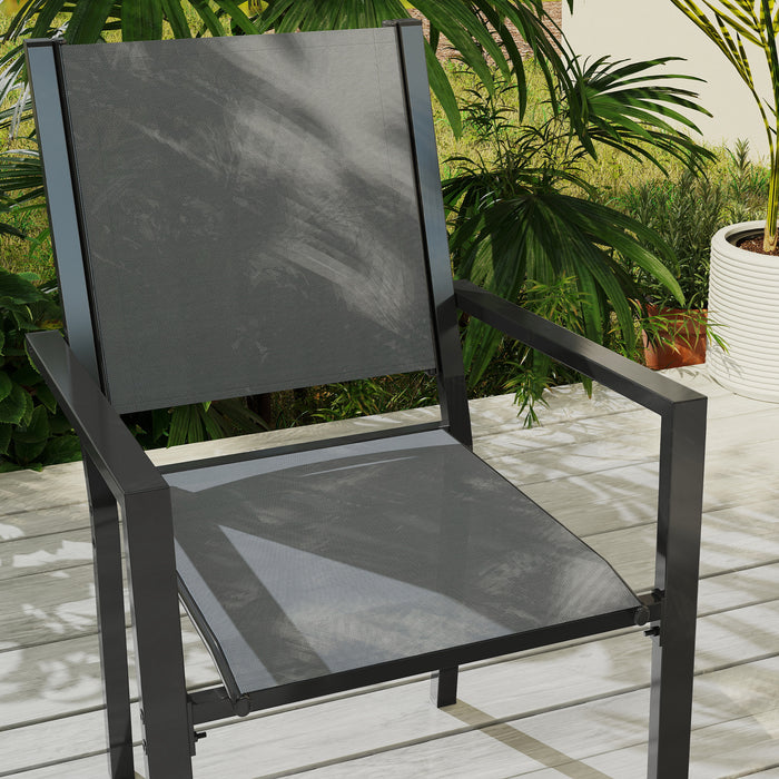 7 Piece Garden Dining Set with Stackable Chairs and Slatted Table by Outsunny