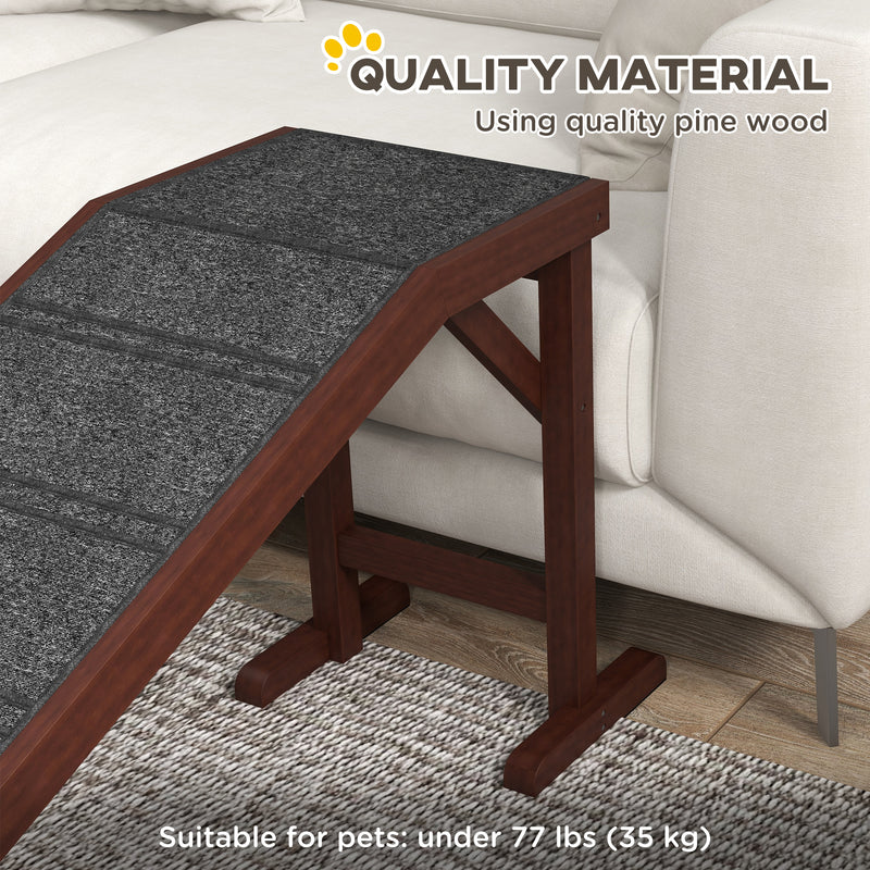Non Slip Pet Ramp for Dogs and Cats With Carpeted Surface for Easy Climbing Brown and Grey AOSOM