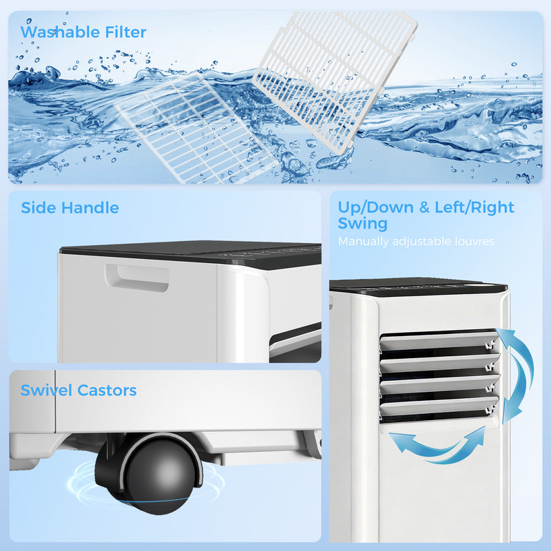 Portable Air Conditioner for Bedrooms and Small Flats with Smart WiFi Control White