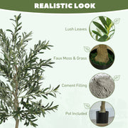 6ft Artificial Olive Tree with 900 Silk Leaves and 40 Fruits in Pot for Indoor Decoration