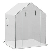Walk In PE Greenhouse Cover Replacement With Roll Up Door And Windows For Garden, White