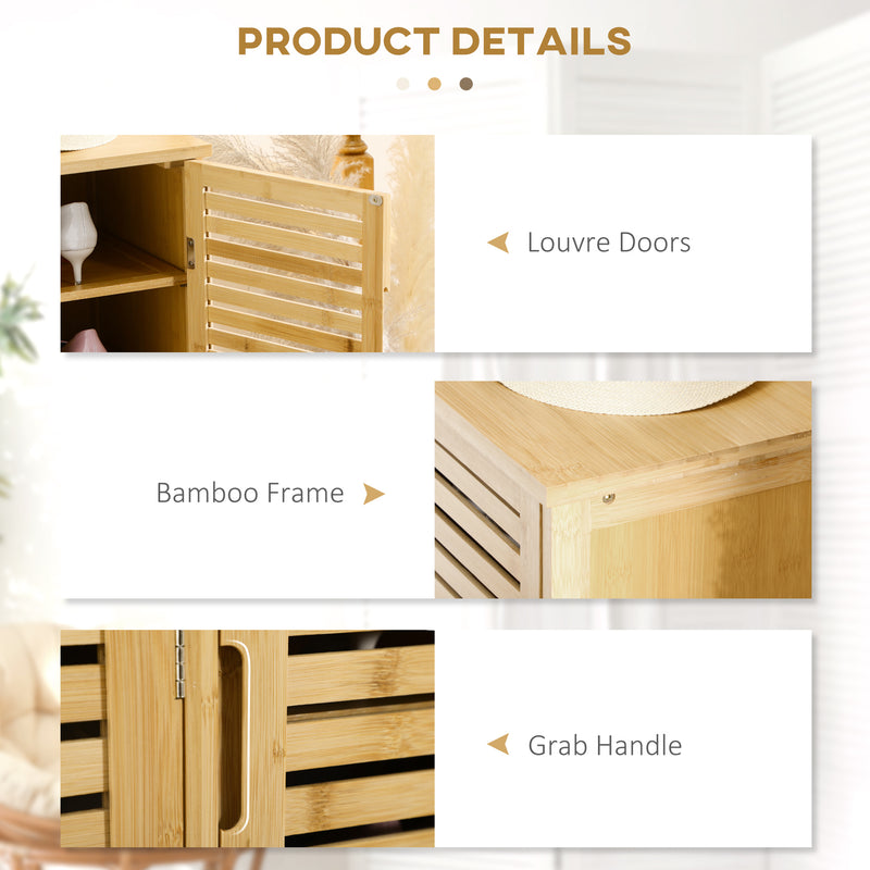 Bamboo 3 Door Shoe Storage Cabinet With 8 Shelves For Organised Hallway Storage, Natural Wood Finish, Holds 16 Pairs, UK Size 11