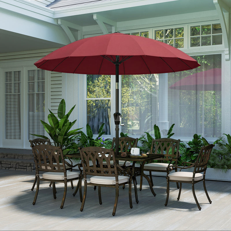 Garden Parasol Umbrella with Adjustable Tilt for Sun Protection and Shade Wine Red Outsunny