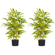 Set of 2 Artificial Bamboo Plants in Pots Ideal for Indoor or Outdoor Decor Green