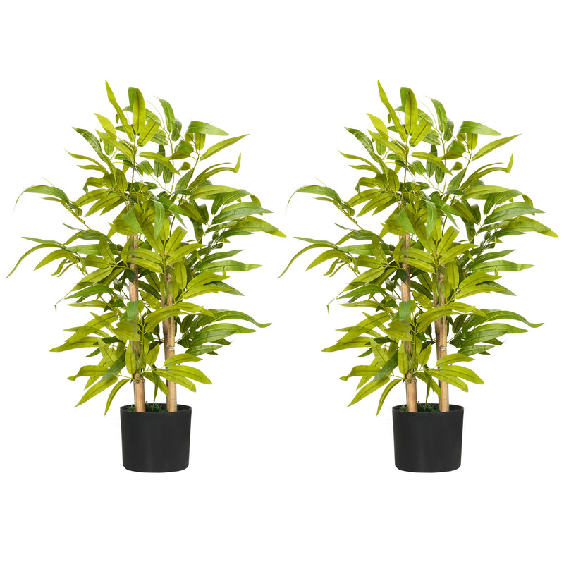Set of 2 Artificial Bamboo Plants in Pots Ideal for Indoor or Outdoor Decor Green
