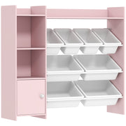 Kids Toy Storage Unit with 8 Removable Bins and Shelves Ideal for Bedroom or Playroom Pink