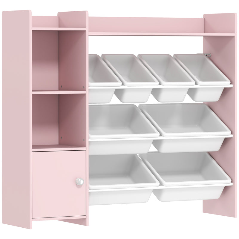 Kids Toy Storage Unit with 8 Removable Bins and Shelves Ideal for Bedroom or Playroom Pink