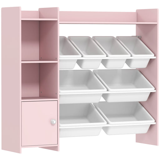 Kids Toy Storage Unit with 8 Removable Bins and Shelves Ideal for Bedroom or Playroom Pink