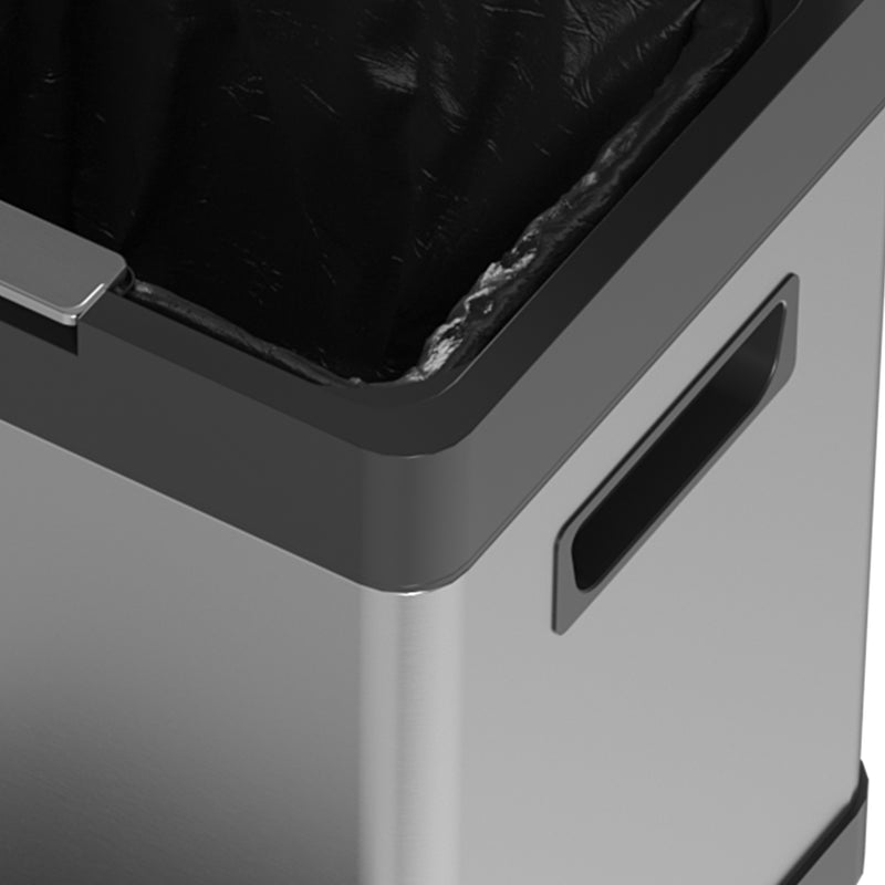 34L Double Kitchen Bin with Soft Close Lid Two Compartments for Waste and Recycling Grey