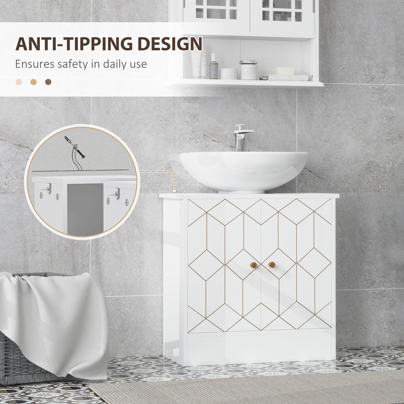 White Under Sink Bathroom Cabinet With Adjustable Shelf and Open Storage by HOMCOM