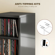 CD and Media Storage Shelves Set of 2 with Adjustable Compartments High Gloss Black AOSOM