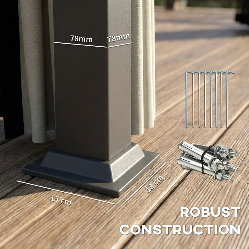 3x3m Metal Garden Gazebo with Waterproof Galvanised Steel Roof and Privacy Curtains for Year Round Outdoor Shelter Black