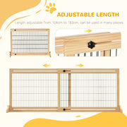 Adjustable Freestanding Wooden Dog Gate for Doorways and Stairs Natural Wood Finish AOSOM
